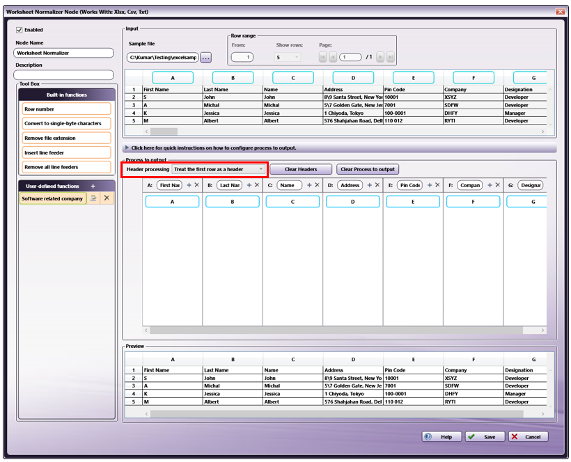 Worksheet Normalizer Node