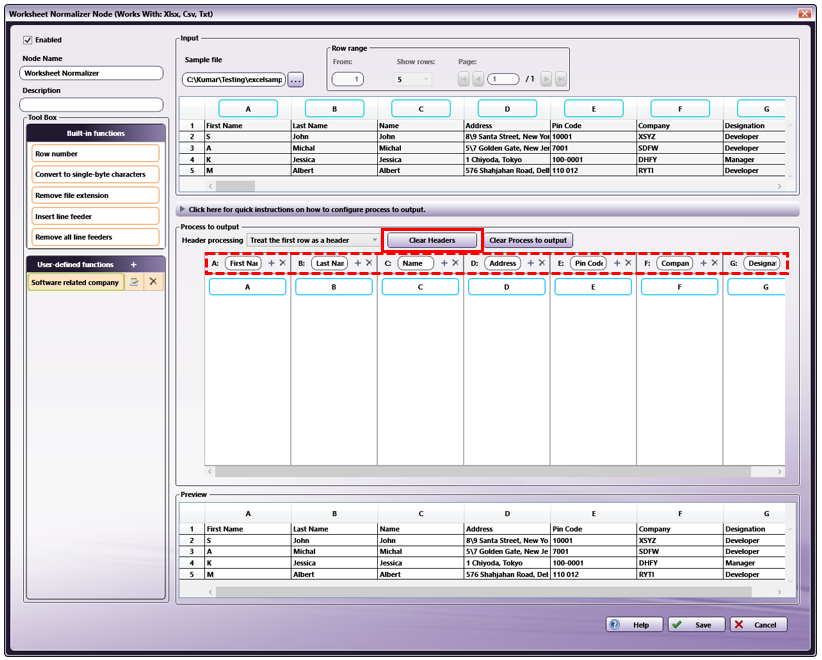 Worksheet Normalizer Node