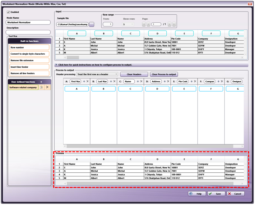 Worksheet Normalizer Node