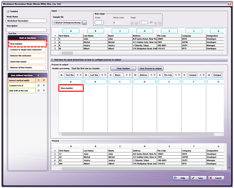 Worksheet Normalizer Node