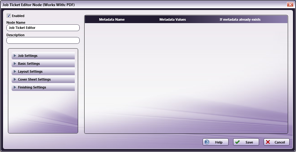 Job Ticket Generator: XML Node
