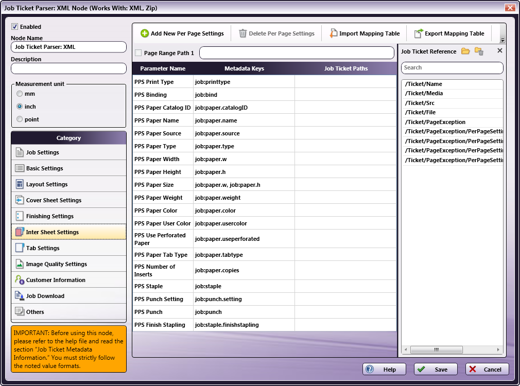 Job Ticket Parser: XML Node