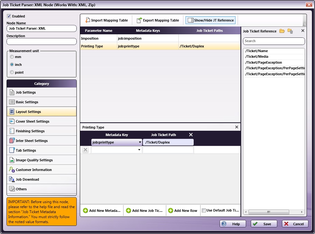 Job Ticket Parser: XML Node