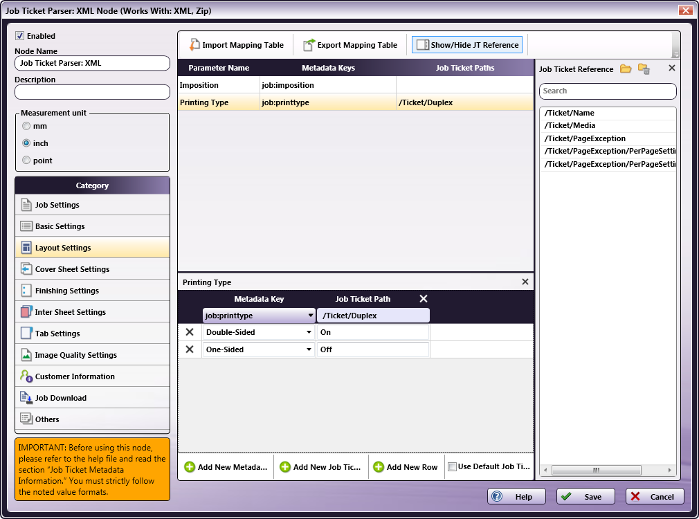 Job Ticket Parser: XML Node