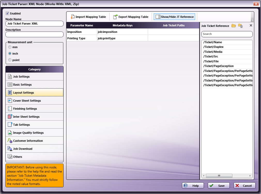 Job Ticket Parser: XML Node