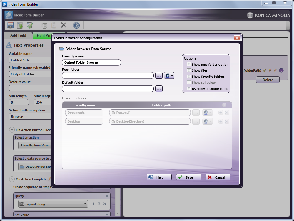 Output Folder Browser