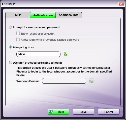 Authentication Tab